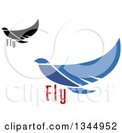 Poster, Art Print Of Flying Black And Blue Peace Doves