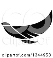 Clipart Of A Black And White Flying Peace Dove Royalty Free Vector Illustration