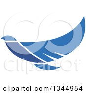 Clipart Of A Blue Flying Peace Dove 3 Royalty Free Vector Illustration