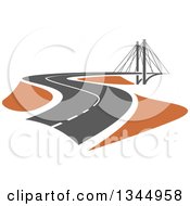 Poster, Art Print Of Curving Two Lane Road Leading To A Bridge 2