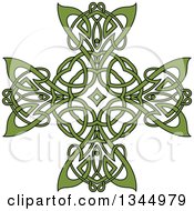 Poster, Art Print Of Green Celtic Knot Cross Design 2