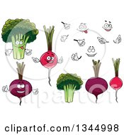 Poster, Art Print Of Cartoon Faces Hands Beets Radishes And Broccoil