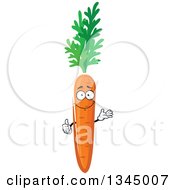 Clipart Of A Cartoon Carrot And Greens Character Giving A Thumb Up And Presenting Royalty Free Vector Illustration