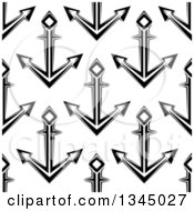 Poster, Art Print Of Seamless Background Pattern Of Black And White Anchors