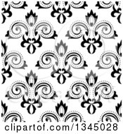 Poster, Art Print Of Black And White Seamless Floral Background Pattern