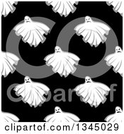 Clipart Of A Seamless Pattern Background Of Ghosts On Black 4 Royalty Free Vector Illustration