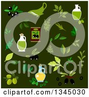 Poster, Art Print Of Flat Design Olives Oil And Leaves