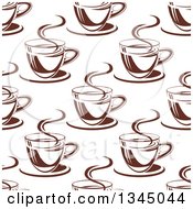 Poster, Art Print Of Seamless Background Pattern Of Steamy Brown Coffee Cups 14