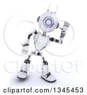 3d Futuristic Robot Listening On A Shaded White Background