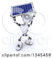 3d Futuristic Robot Carrying A Solar Panel On A Shaded White Background 2
