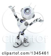 3d Futuristic Robot Worshipping On A Shaded White Background