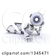 Poster, Art Print Of 3d Futuristic Robot Resting On The Floor On A Shaded White Background