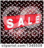 Poster, Art Print Of Shiny Red Sale Tiles Over Diamond Plate Metal With Flares