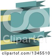 Clipart Of A 3d Geometric Banner In Turquoise And Yellow Royalty Free Vector Illustration
