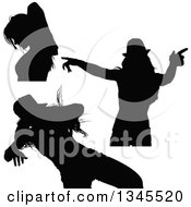 Poster, Art Print Of Black Silhouetted Party Women Dancing 3