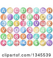 Poster, Art Print Of Cartoon Round Colorful Number Alphabet Letter And Symbol Icons