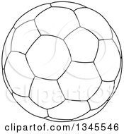 Poster, Art Print Of Black And White Outline Soccer Ball
