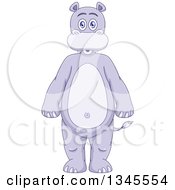 Poster, Art Print Of Cartoon Standing Purple Hippo