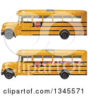 Poster, Art Print Of Profiled Yellow School Buses One With Party Balloons