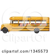 Poster, Art Print Of Profiled Yellow School Bus With Party Balloons