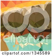 Poster, Art Print Of Low Poly Abstract Geometric Background Of Dark Spring Green
