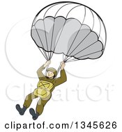 Poster, Art Print Of Cartoon Ww2 American Paratrooper Soldier
