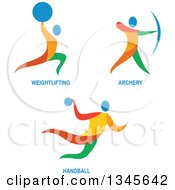 Poster, Art Print Of Colorful Weightlifting Archery And Handball Athletes