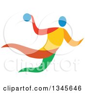 Poster, Art Print Of Colorful Athlete Handball Player