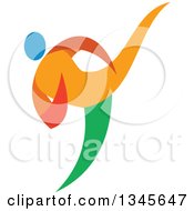Poster, Art Print Of Colorful Martial Arts Athlete Doing Taekwondo