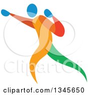 Colorful Athlete Boxer Punching