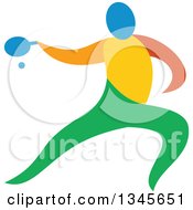 Colorful Athlete Playing Table Tennis
