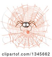Poster, Art Print Of Black Spider On An Orange Web