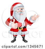 Poster, Art Print Of Cartoon Happy Christmas Santa Claus Giving A Thumb Up And Presenting