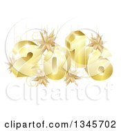Poster, Art Print Of 3d Gold New Year 2016 With Suspended Star Ornaments