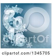 Poster, Art Print Of 3d Year 2016 With Snowflakes On Blue