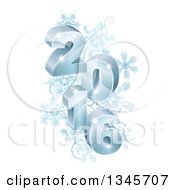 Poster, Art Print Of 3d Blue Year 2016 With Snowflakes