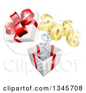 Poster, Art Print Of 3d Gold New Year 2016 Popping Out Of A Gift