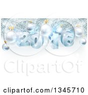 Poster, Art Print Of 3d Blue New Year 2016 And Baubles Suspended From A Christmas Tree