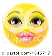 Poster, Art Print Of 3d Pretty Female Yellow Smiley Emoji Emoticon Face With Makeup