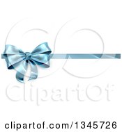 3d Blue Christmas Birthday Or Other Holiday Gift Bow And Ribbon Over Shaded White