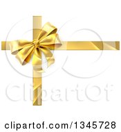 3d Gold Christmas Birthday Or Other Holiday Gift Bow And Ribbon Over Shaded White