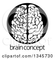 Poster, Art Print Of Black And White Half Human Half Artificial Intelligence Circuit Board Brain Over Sample Text