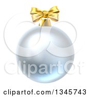 Poster, Art Print Of 3d Silver Christmas Bauble Ornament With A Gold Bow