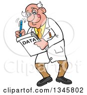 Poster, Art Print Of Cartoon White Male Scientist Writing Down Data In A Notebook