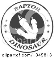 Poster, Art Print Of White Raptor Dinosaur Foot Print Over Gray In A Text Circle