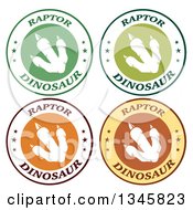 Poster, Art Print Of White Raptor Dinosaur Foot Print Star And Text Labels