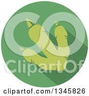 Flat Design Raptor Dinosaur Foot Print With A Shadow In A Green Circle