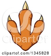 Clipart Of An Orange Raptor Dinosaur Foot Print Royalty Free Vector Illustration