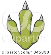 Green Raptor Dinosaur Foot Print With Sharp Nails