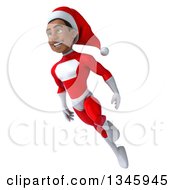 Clipart Of A 3d Young Black Male Christmas Super Hero Santa Flying Royalty Free Illustration by Julos